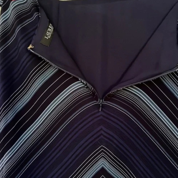 Lauren Ralph Lauren Striped Blue Faux Wrap Skirt - Picture 8 of 13